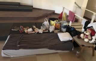 A bed set up at Valley Unitarian Universalist in Chandler, Arizona, May 2020 during the Coronavirus pandemic.