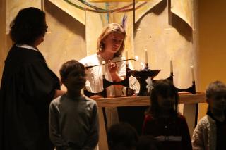 At Lake Country UU, it's a tradition for children and youth to light the chalice