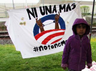 Child at #Not1More rally in Tacoma, April 5 (Marilyn Mayers)
