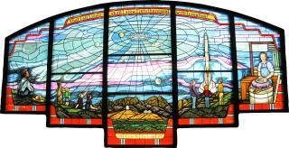 Stained glass window honoring Clyde Tombaugh