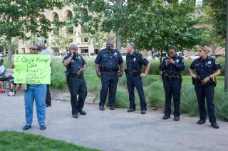 Dallas Police Officers at a rally prior to shooting.