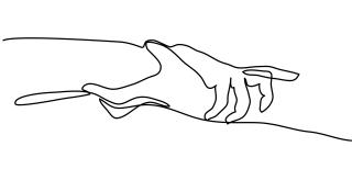 a black and white single line drawing of two hands holding each other.