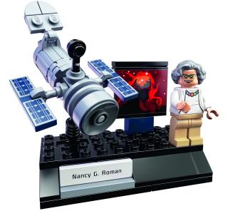 LEGO’s model of Nancy Grace Roman and the Hubble Telescope.
