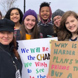 Youth from UU Church West at the March for Our Lives in Milwaukee, March 24, 2018.