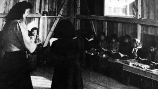 A classroom at World War II era Manzanar Japanese internment camp.
