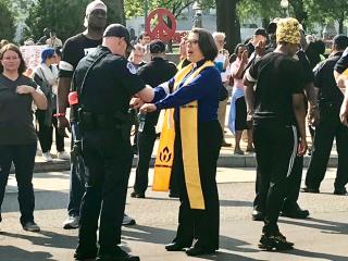 UUA President Susan Frederick-Gray is arrested at a Poor People's Campaign event May 14, 2018