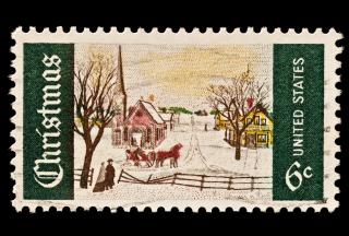 1969 U.S. Postage stamp, Winter Sunday in Norway, Maine.