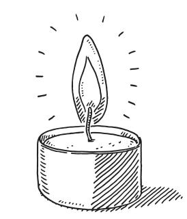 stock illustration, line drawing of a votive candle