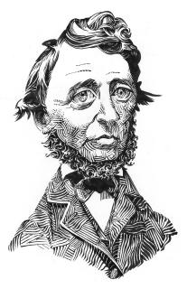 Thoreau, © Mike May. Ink on paper. mikemayart.com 