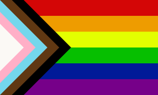 The “Progress Pride Flag” by Daniel Quasar adds new stripes to acknowledge the push for full inclusion by transgender people (with the white, pink, and light blue stripes) and people of color (with brown and black stripes). 