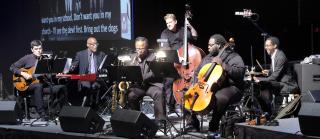 Performing the Ruby Bridges Suite at GA 2017, from left: Davy Mooney, Darrell Grant, Rahsaan Barber, Clark Sommers,  Cremaine Booker, and Brian Blade.