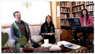 Screen shot of livestreamed worship shows worship leaders from two Washington State congregations