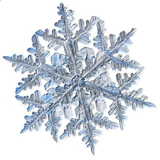 Stock photo of a magnified snowflake.