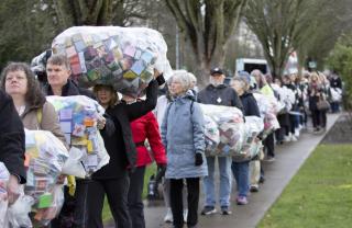 Volunteers deliver 36,000 Soul Boxes—one for every person killed by gunfire in the United States in 2018—to the Oregon State Capitol in February 2019.