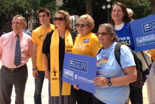 Members of the UU Legislative Ministry of New Jersey campaign for marriage equality.