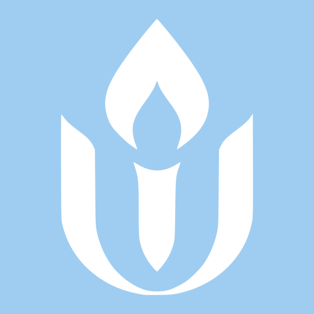UU world logo, white on light blue background